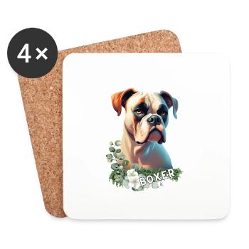 Boxer Hund Motiv auf Bekleidung und Accessoires - Untersetzer (4er-Set) - Weiß - Vorne