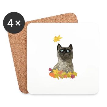 Herbst Katze - Untersetzer (4er-Set) - Weiß - Vorne