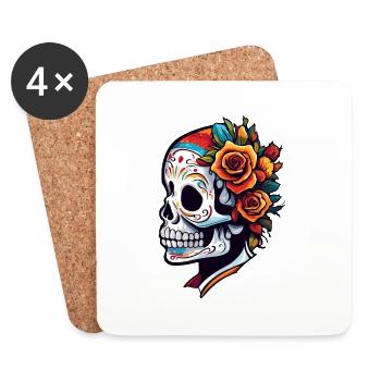 La Catrina / Dia de Muertos / Tattoo /Kultur - Untersetzer (4er-Set) - Weiß - Vorne