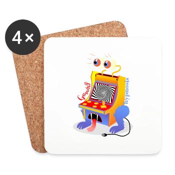 monster- retro game - Coasters (set of 4) - white - Front