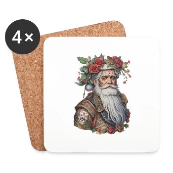 Santa, Santa Claus, St. Nicholas, Rockabilly - Coasters (set of 4) - white - Front