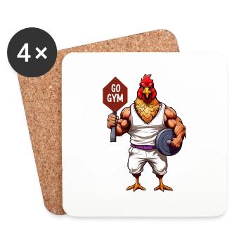 HÜHNCHEN - GO GYM - Untersetzer (4er-Set) - Weiß - Vorne