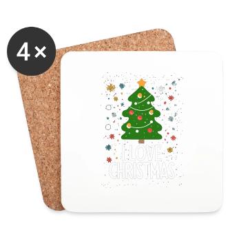 Merry Christmas I Love Christmas Weihnachts - Coasters (set of 4) - white - Front