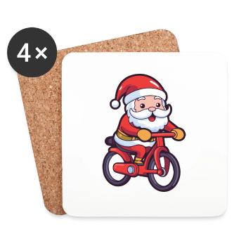 Père Noël vélo Noël - Dessous de verre (lot de 4) - blanc - Devant