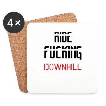 RIDE FUCKING DOWNHILL BLACK - Untersetzer (4er-Set) - Weiß - Vorne