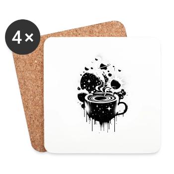 Il y a un univers dans votre café du matin - Dessous de verre (lot de 4) - blanc - Devant