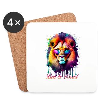 Lion et fier - Dessous de verre (lot de 4) - blanc - Devant