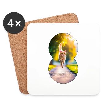 Running cat 2 - Untersetzer (4er-Set) - Weiß - Vorne