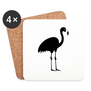 flamant rose - Dessous de verre (lot de 4) - blanc - Devant