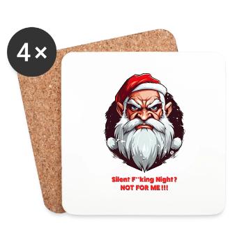 Angry Santa - Silent F**king Night - Coasters (set of 4) - white - Front