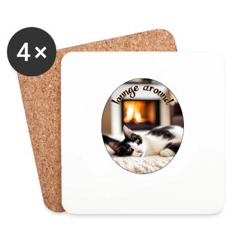 Chat paresseux 4 - Dessous de verre (lot de 4) - blanc - Devant