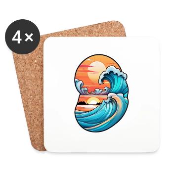 Wave - Summer - Holidays - Coasters (set of 4) - white - Front
