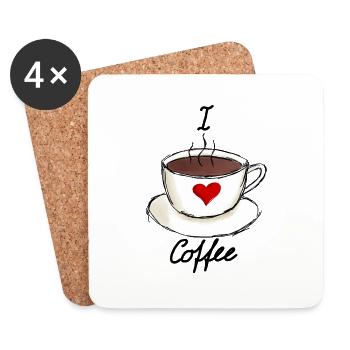 I Love Coffee Ich liebe Kaffee - Coasters (set of 4) - white - Front