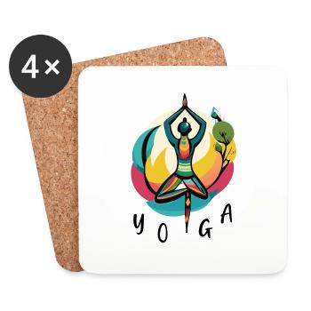 Yoga chamanique - Zen - Dessous de verre (lot de 4) - blanc - Devant