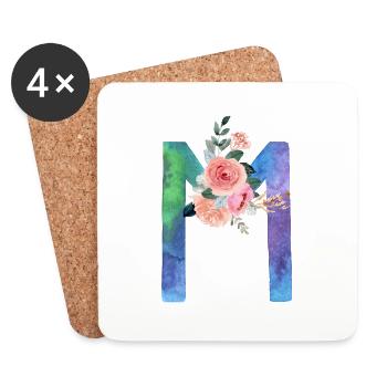Letter m watercolor - Coasters (set of 4) - white - Front