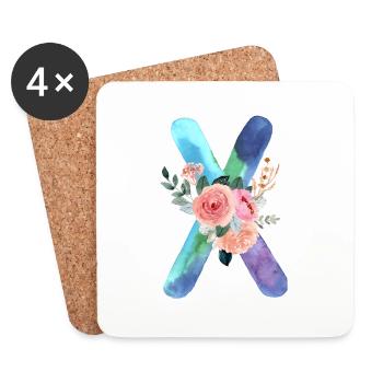 Lettre x watercolor - Dessous de verre (lot de 4) - blanc - Devant