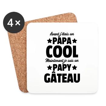 papa cool et papy gâteau / je suis un papy gâteau - Dessous de verre (lot de 4) - blanc - Devant