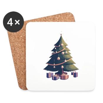 Leuchtender Tannenbaum - Untersetzer (4er-Set) - Weiß - Vorne