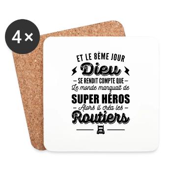 dieu créa les routiers / t-shirt humour routier - Dessous de verre (lot de 4) - blanc - Devant