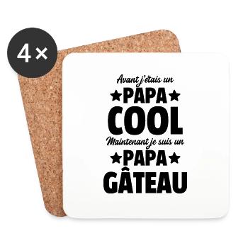 papa cool et papa gâteau - Dessous de verre (lot de 4) - blanc - Devant