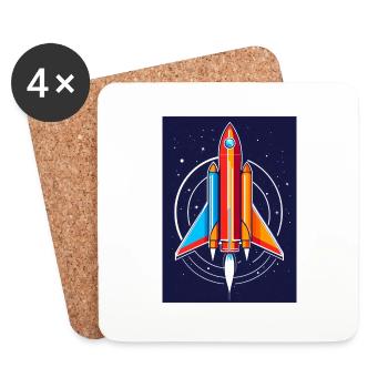 Space Conquest Rocket - Coasters (set of 4) - white - Front