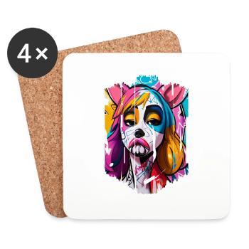 Graffiti Street Art Sprühfarben Cooler Künstler Retro - Untersetzer (4er-Set) - Weiß - Vorne