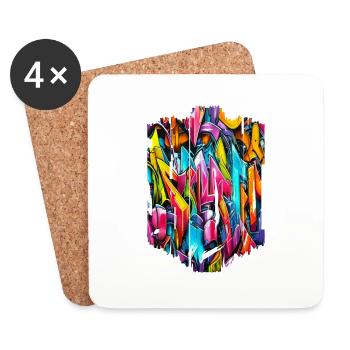 Graffiti Street Art Spray Colors Cool Artist Retro - Coasters (set of 4) - white - Front