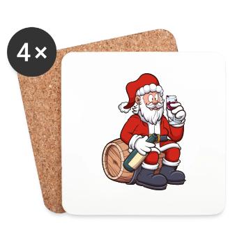 Santa Claus Drinking Wine - Coasters (set of 4) - white - Front
