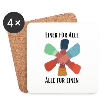 Einer für Alle, Alle für Einen - Untersetzer (4er-Set) - Weiß - Vorne
