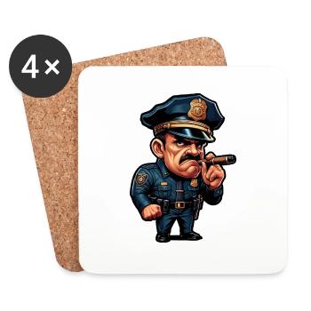 Zigarren-Polizei - Untersetzer (4er-Set) - Weiß - Vorne