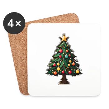 Arbre de Noël Dessin de Noël - Dessous de verre (lot de 4) - blanc - Devant