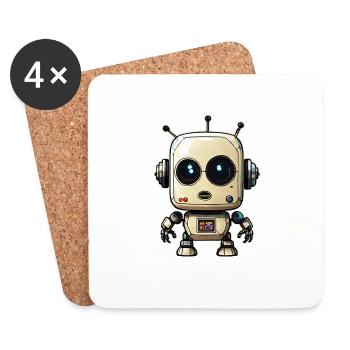 Roboter - Untersetzer (4er-Set) - Weiß - Vorne