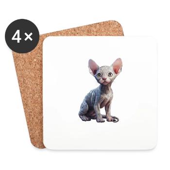 Katze Porzellan Sphynx - Untersetzer (4er-Set) - Weiß - Vorne