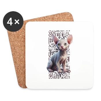 Sphynx Cat Calligraphitti - Untersetzer (4er-Set) - Weiß - Vorne