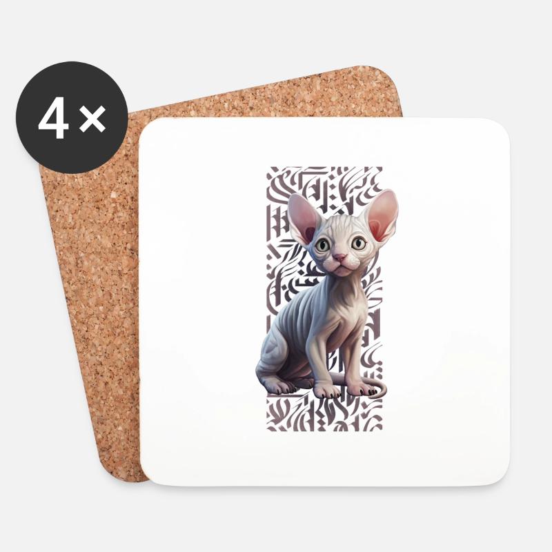 Sphynx Cat Calligraphitti - Untersetzer (4er-Set) - Weiß