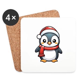 pingouin bonnet de noel - Dessous de verre (lot de 4) - blanc - Devant