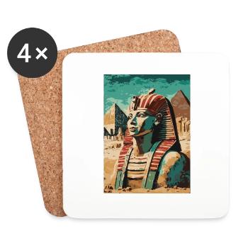 Pharaon devant les pyramides - Dessous de verre (lot de 4) - blanc - Devant