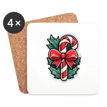 Candy Cane Christmas Drawing - Coasters (set of 4) - white - Front