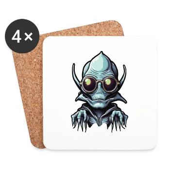 Alien / Außerirdisch / Ufo / Area 51 / All / Mars - Coasters (set of 4) - white - Front