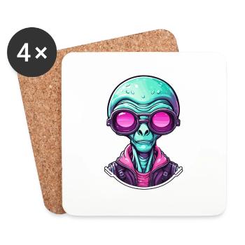 Alien / Außerirdisch / Ufo / Area 51 / All / Mars - Coasters (set of 4) - white - Front