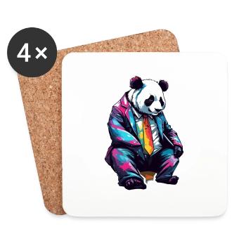 Panda / Animal / Zoo / Bamboo / Wild / Childlike - Coasters (set of 4) - white - Front