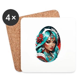 Indische Prinzessin - Aztek - Untersetzer (4er-Set) - Weiß - Vorne