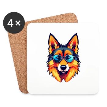 Deutscher Schäferhund Illustration - Untersetzer (4er-Set) - Weiß - Vorne