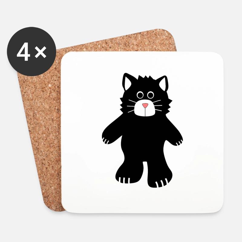 chat noir - Untersetzer (4er-Set) - Weiß