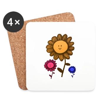 Jewel flowers - Coasters (set of 4) - white - Front