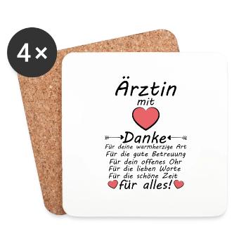 Ärztin Danke für Alles Dankeschön sagen Abschied - Untersetzer (4er-Set) - Weiß - Vorne