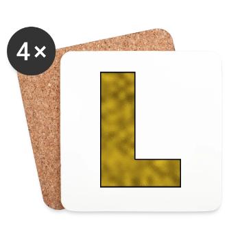 Letter L Gold - Coasters (set of 4) - white - Front