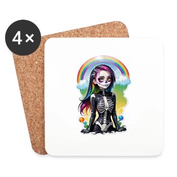 Halloween - Rock & Regenbogen - Untersetzer (4er-Set) - Weiß - Vorne