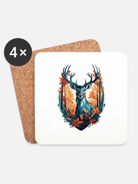 Deer - Untersetzer (4er-Set) - Weiß