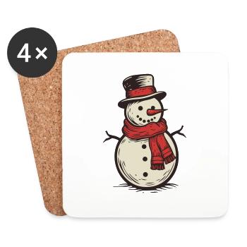 Schneemann - Untersetzer (4er-Set) - Weiß - Vorne
